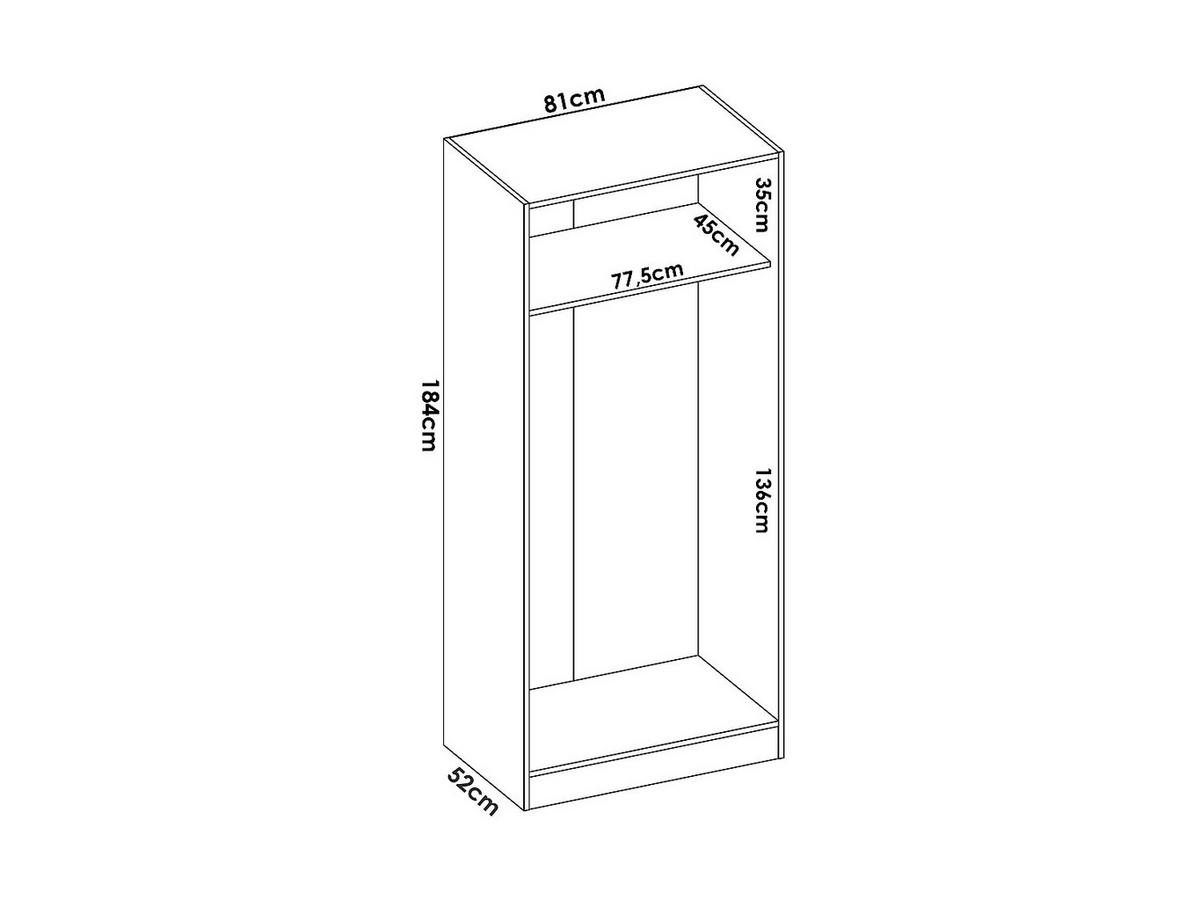 KLEIDERSCHRANK - 81 cm x 52 cm - Holz, Platte - Weiß LISTOWEL - Weiß, Holz (81/184/52cm) - Vente-Unique