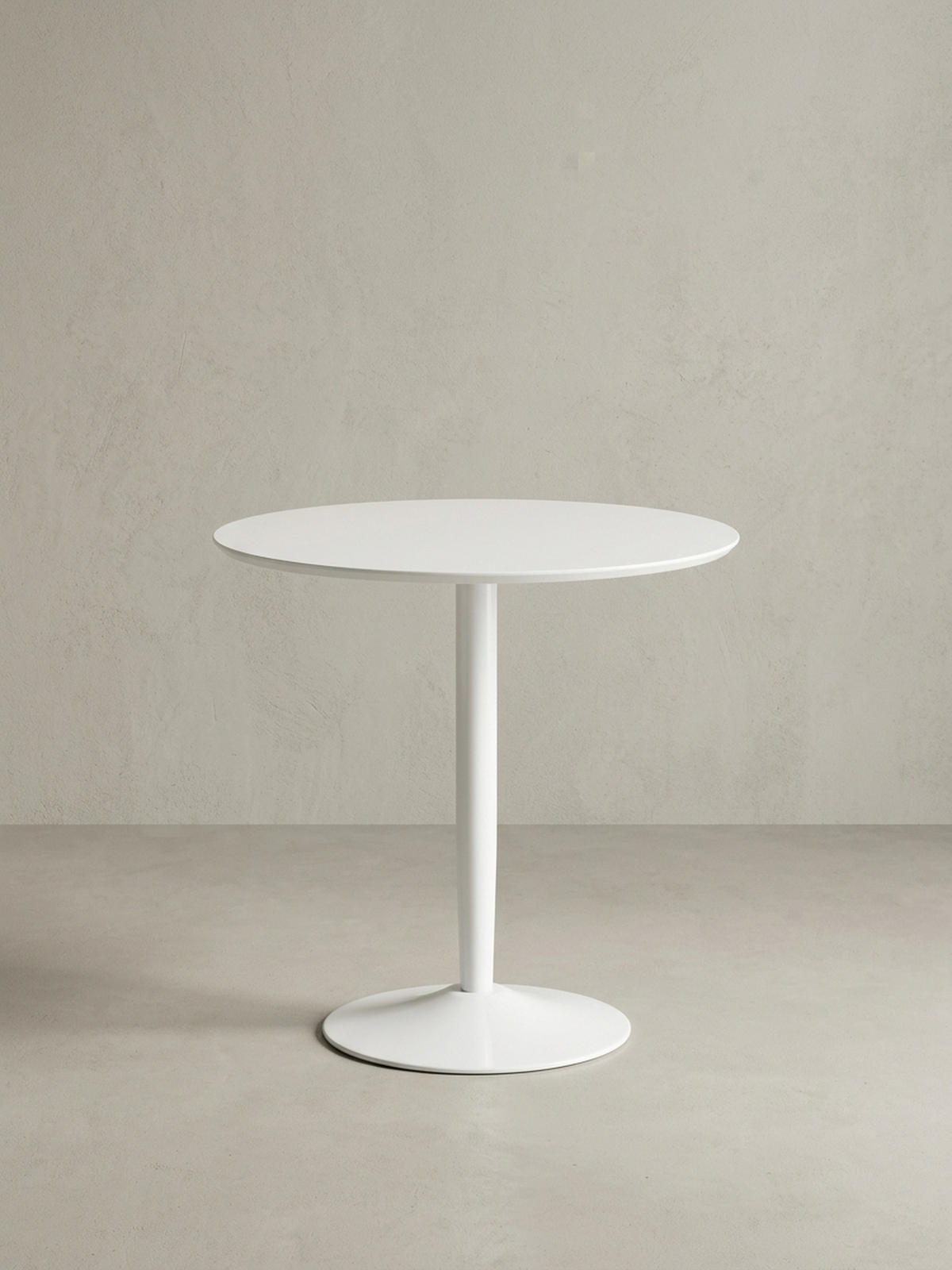 ESSTISCH – Hochglanz Weiß 75x75x74 cm Trompetenfuß für 2 Personen - Weiß, Holz/Metall (75/75/74cm) - KADIMA DESIGN