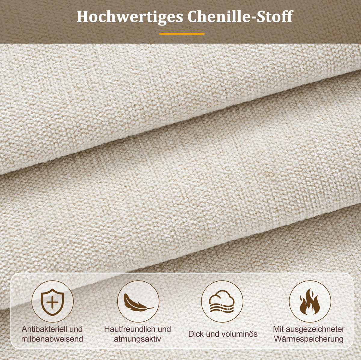 POLSTERBETT 180/200 cm aus Chenille mit Lattenrost und gepolstertem Kopfteil Beige - Beige, Textil (180/200cm) - Modenvie