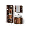 BADMÖBEL-SET Eisak Eiche rustikal 3 Teile, mit Hochschrank - Wildeiche, Holzwerkstoff (80/60/33cm) - Livinity®