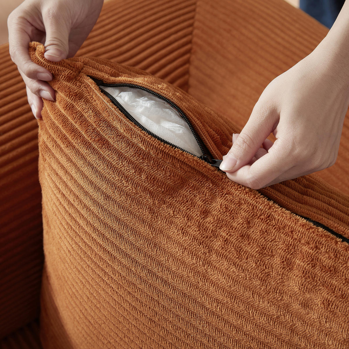 SCHLAFSOFA aus Cord in Terracotta 2-in-1 Funktion & zum Gästebett klappbar - Dunkelorange, Textil (89/59/195cm) - Urban Meuble