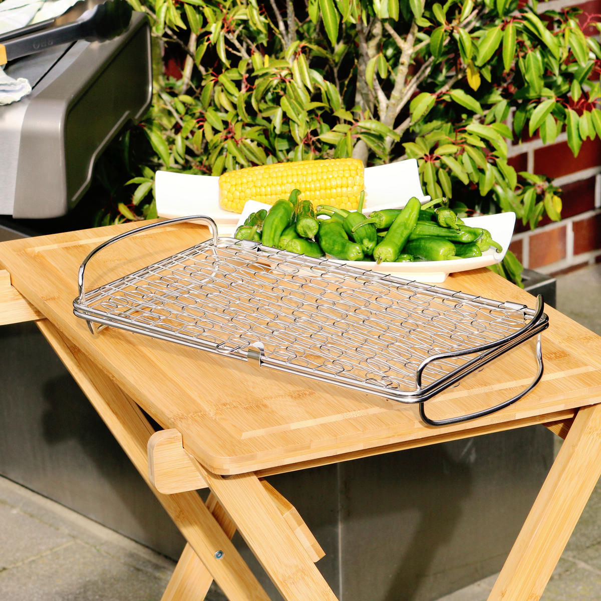 GRILLKORB, Edelstahl - Edelstahlfarben, Metall (42/24/8cm) - bremermann