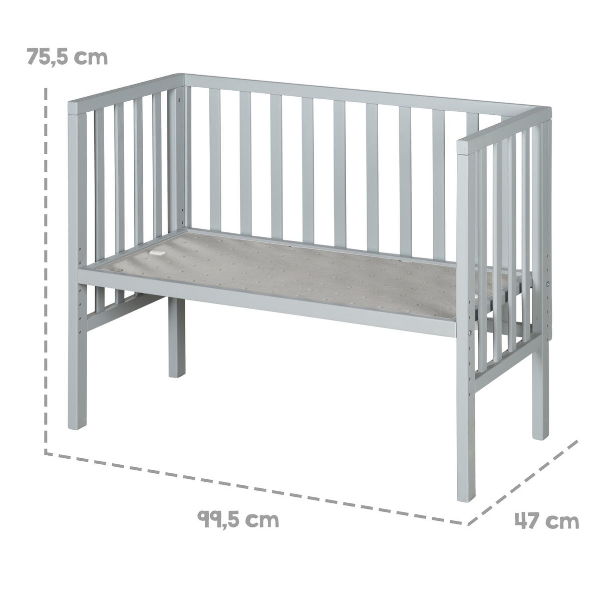 BEISTELLBETT 3in1 Set 90 x 45 cm - Taupe/Weiß, Holzwerkstoff (45/90cm) - Roba