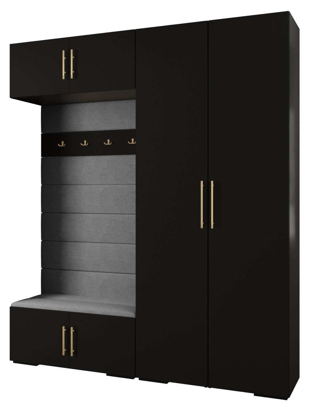 GARDEROBEN-SET 236,7/200/47 - Goldfarben/Schwarz, Holz/Metall (200/236.7/47cm) - Abiks Möbel