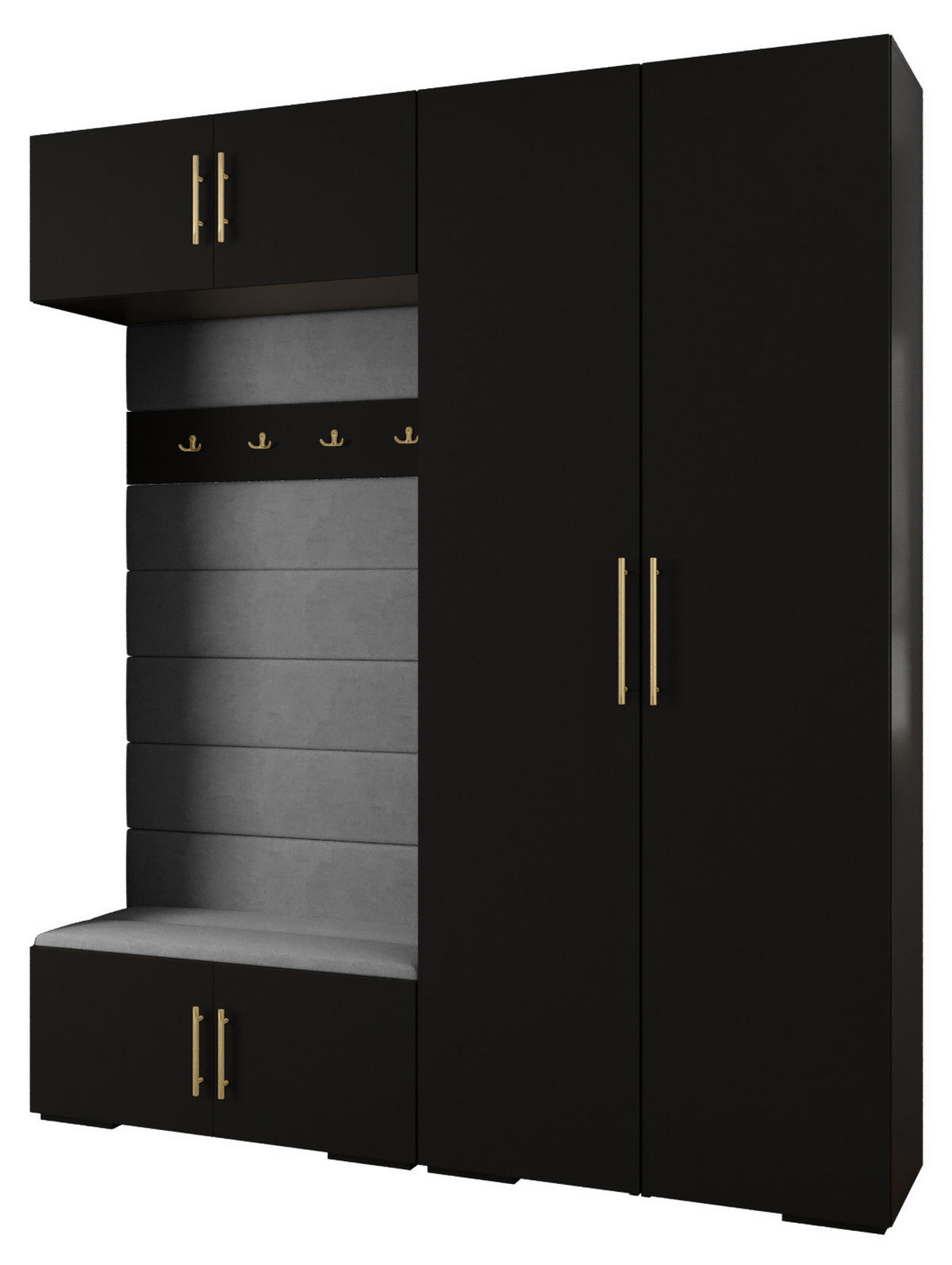 GARDEROBEN-SET 236,7/200/47 - Goldfarben/Schwarz, Holz/Metall (200/236.7/47cm) - Abiks Möbel