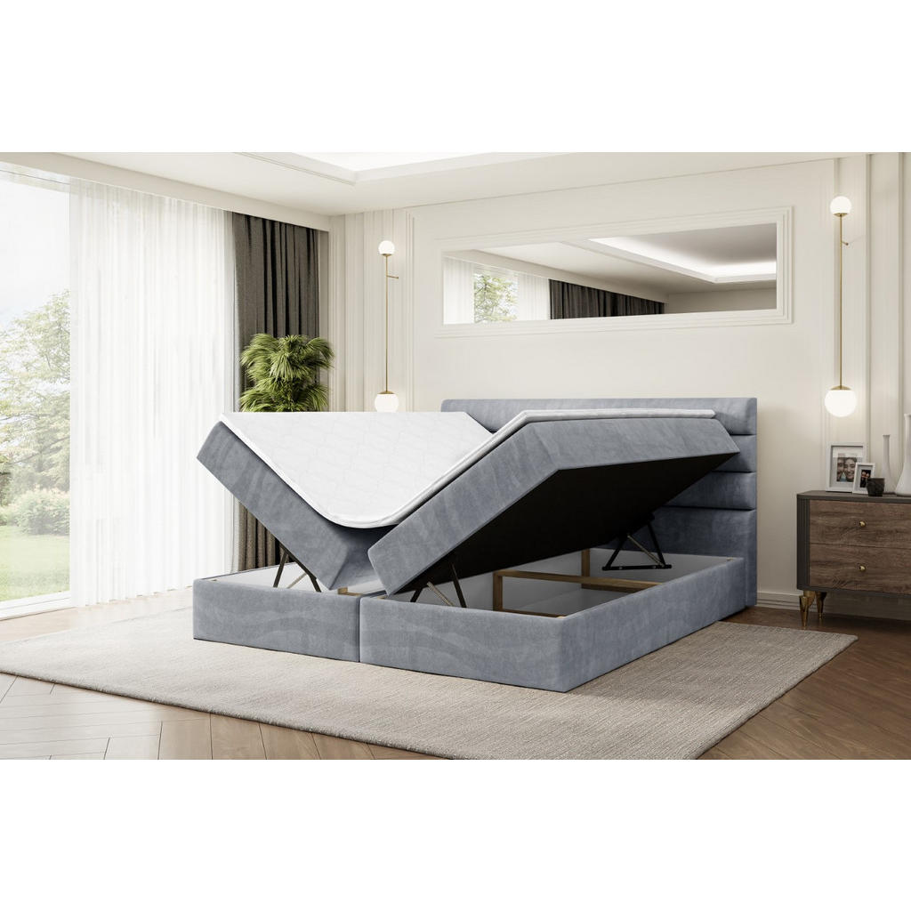 Thumbnail - Altdecor Boxbett, Grau, Holzwerkstoff, Höhe ca. 20 cm, 140x200 cm, Schlafzimmer, Betten, Boxspringbetten