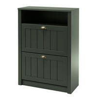 SCHUHKIPPER - Moosgrün / Gold - Grün, Holzwerkstoff/Metall (80/111/36cm) - home24