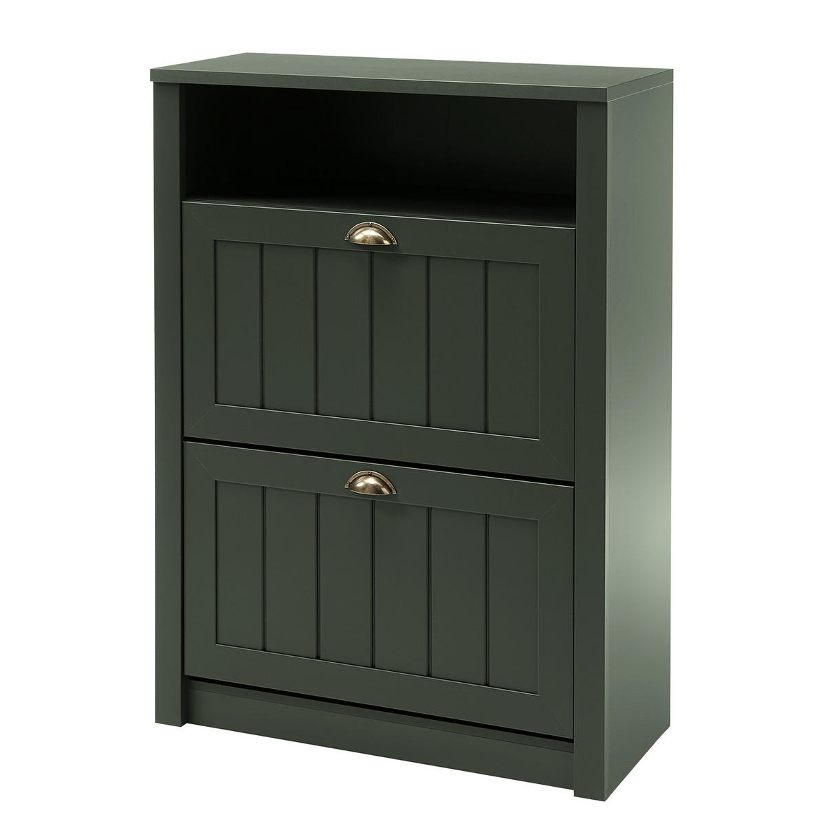 SCHUHKIPPER - Moosgrün / Gold - Grün, Holzwerkstoff/Metall (80/111/36cm) - home24