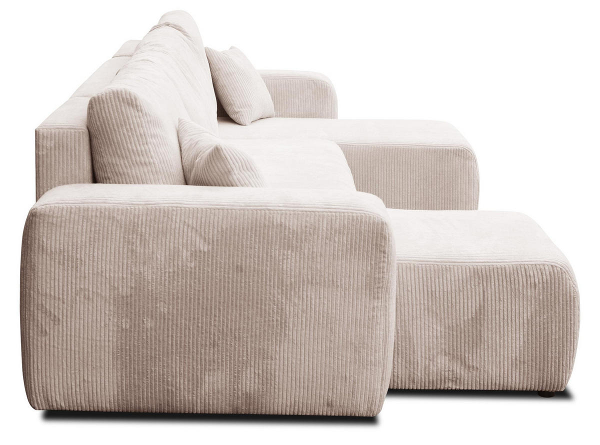 WOHNLANDSCHAFT LUNA U-FORM mit Schlaffunktion und Bettkasten (Beige) - Beige, Textil (312/83/142cm) - VENASI MÖBEL