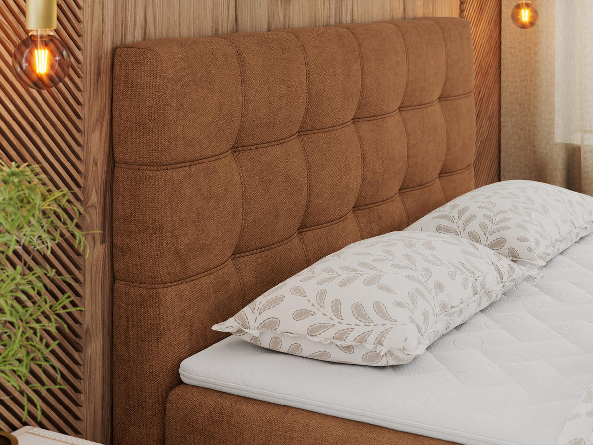BOXBETT ERNI 120/200 - Orange Strukture - H3 - Orange, Holz/Textil (120/200cm) - MKS