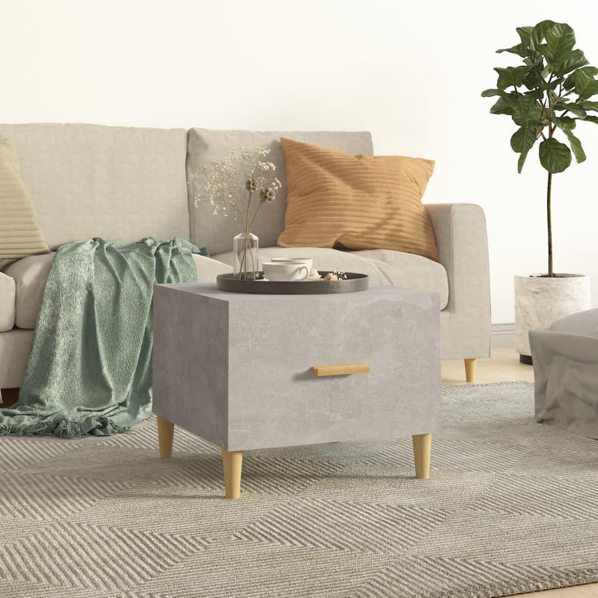 COUCHTISCH Betongrau 50x50x40 m Holzwerkstoff - Grau, Holzwerkstoff (50/50/40cm) - furnicato