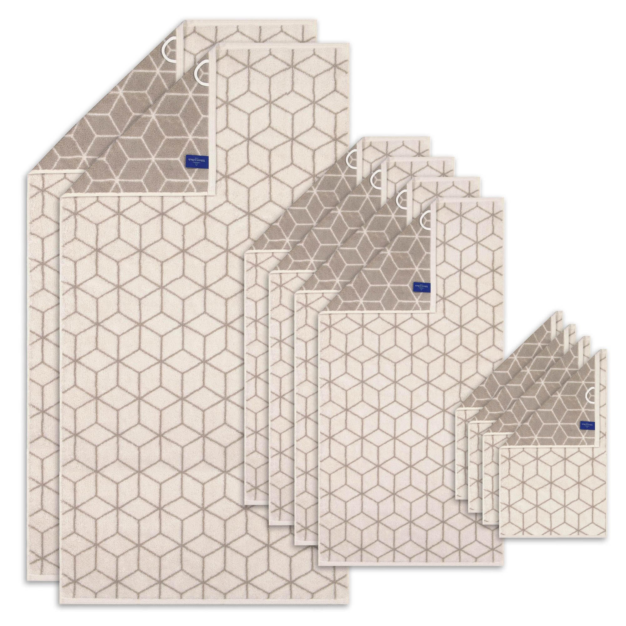HANDTUCH Unisex Carré Beige Baumwolle 10er Pack - Beige, Textil (60/120cm) - Villeroy & Boch