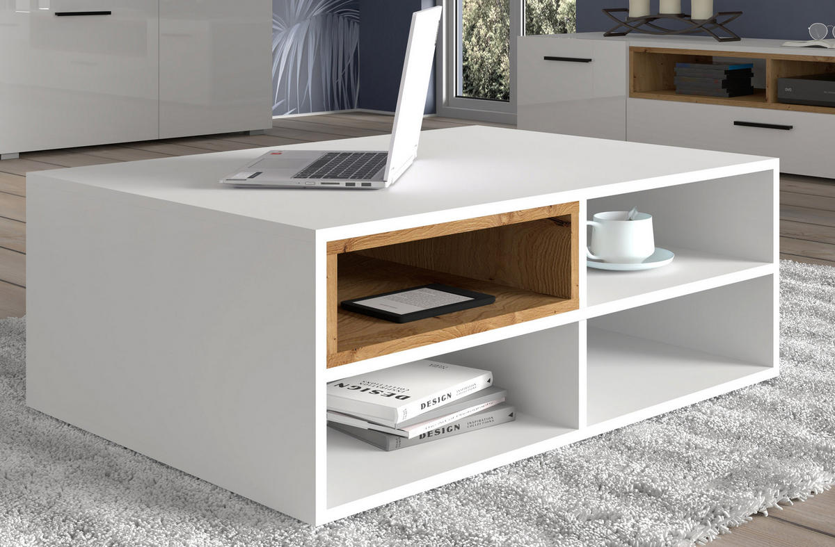 COUCHTISCH Weiß, Artisan 94/37/70 - Weiß, Holzwerkstoff (70/94/37cm) - RAUMHIRSCH FURNITURE