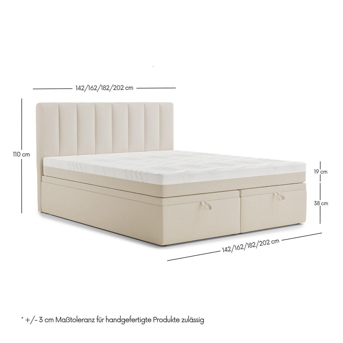 BOXBETT 200/200 cm Lovage M, in Türkis, Matratze, gepolstertes Kopfteil, Bettkasten, H3 = fest - Türkis/Schwarz, Holz/Holzwerkstoff (200/200cm) - Maison de Reve