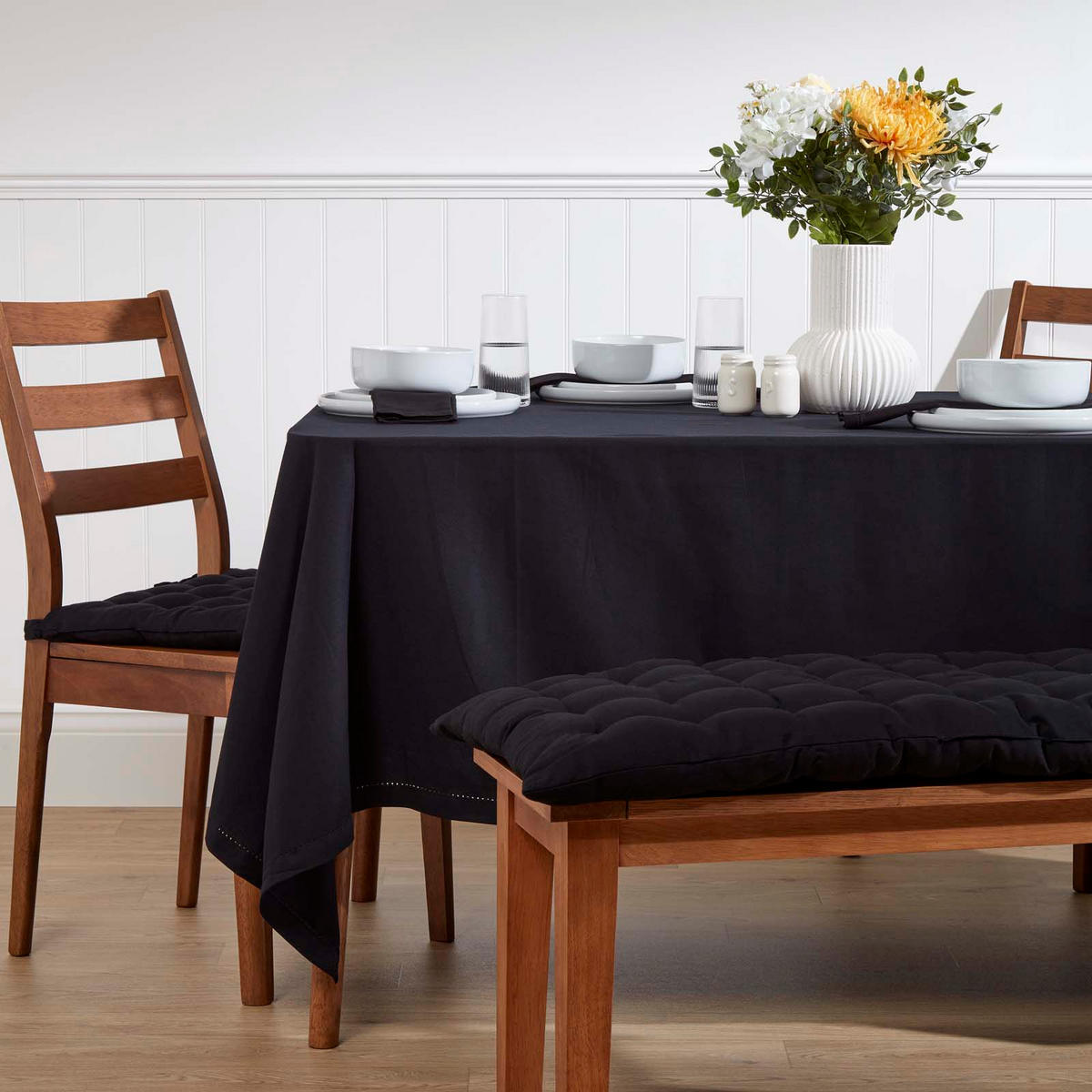 STOFFSERVIETTEN 4er-Set schwarz 45/45 cm, 100% Baumwolle - Schwarz, Textil (45/45cm) - Homescapes