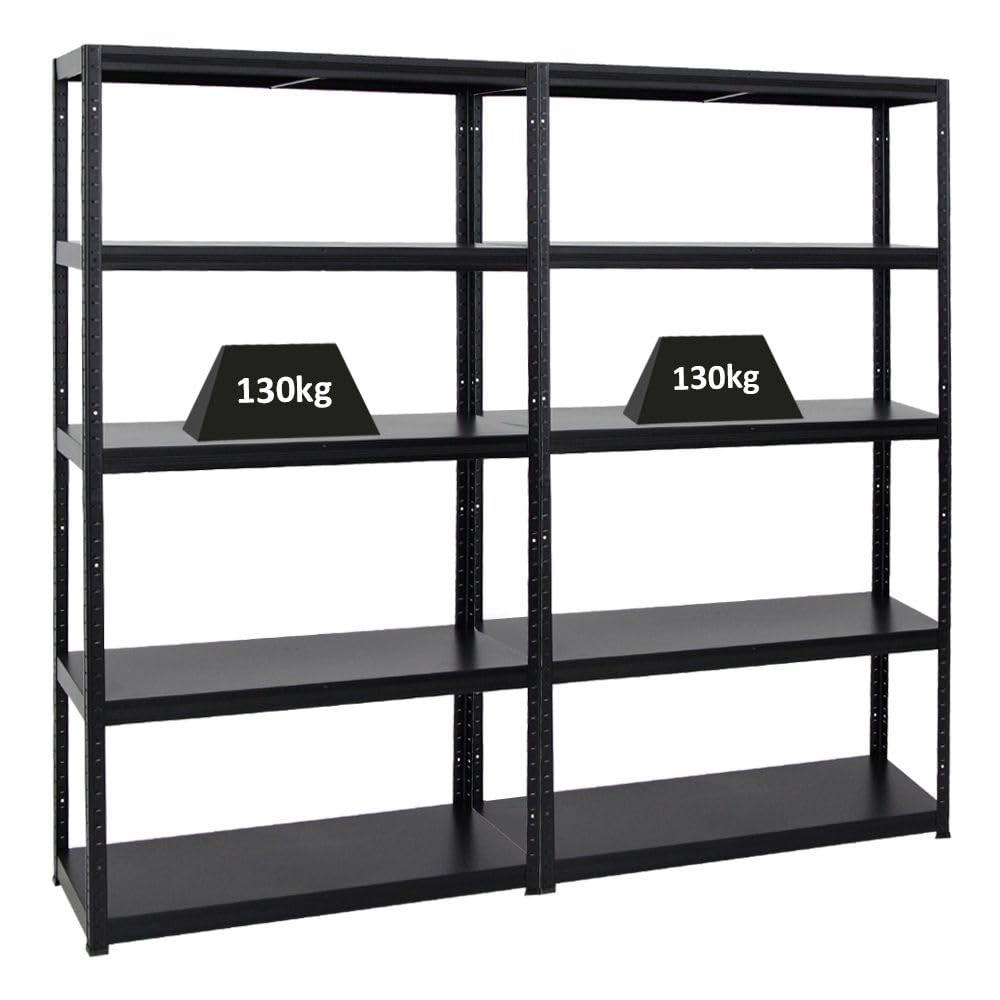 SCHWERLASTREGAL Steel Eagle 2er-Set mit 2x 180x100x40 cm Fachlast 130 kg Schwarz - Schwarz, Metall (200/180/40cm) - PROREGAL