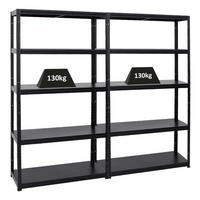 SCHWERLASTREGAL Steel Eagle 2er-Set mit 2x 180x100x40 cm Fachlast 130 kg Schwarz - Schwarz, Metall (200/180/40cm) - PROREGAL
