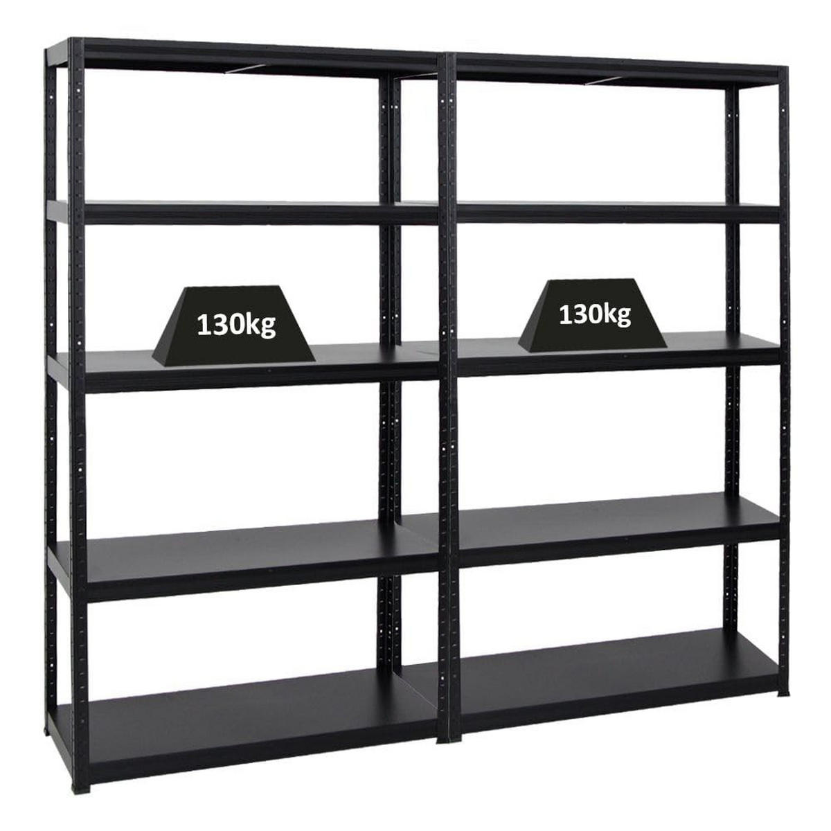 SCHWERLASTREGAL Steel Eagle 2er-Set mit 2x 180x100x40 cm Fachlast 130 kg Schwarz - Schwarz, Metall (200/180/40cm) - PROREGAL