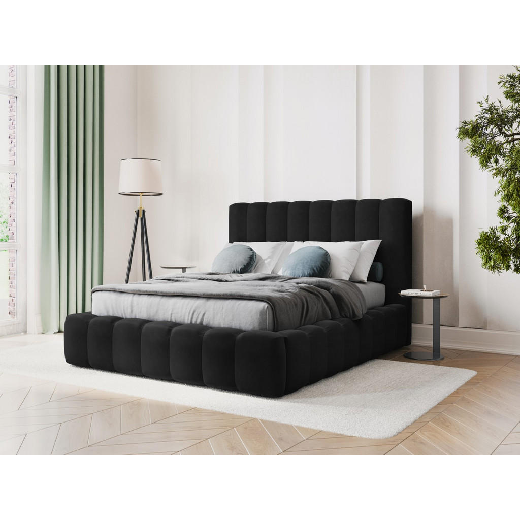 Thumbnail - Micadoni Bett, Schwarz, Textil, 140x200 cm, Hergestellt in Europa, Oeko-Tex®, Schlafzimmer, Betten, Polsterbetten