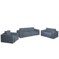 SOFASET Vajana 3-2-1 - Blau, Holzwerkstoff/Textil (240/86/102cm) - Fun Möbel