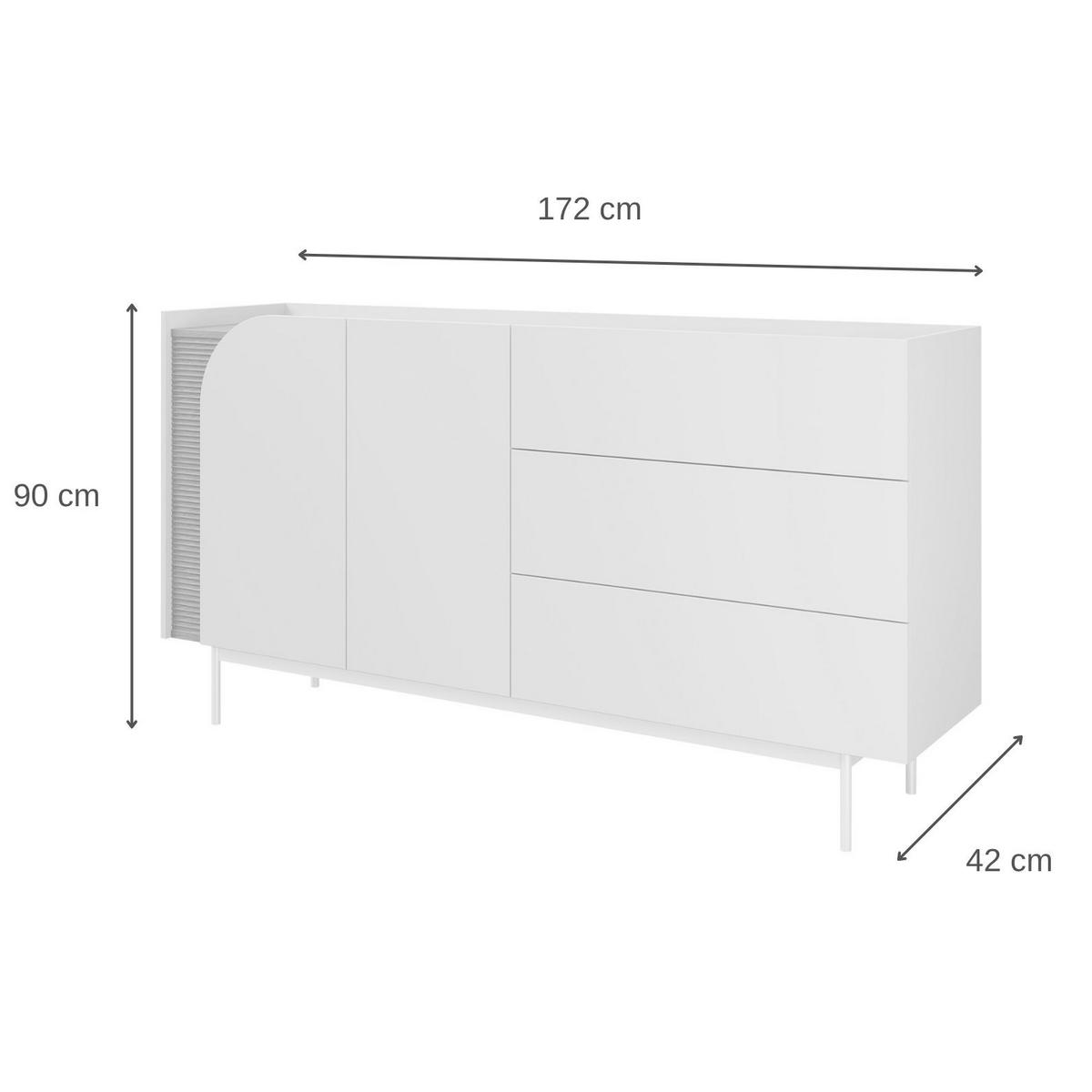 KOMODA Camel se 2 dvířky a 3 zásuvkami, rýhovaný detail, 170 cm, jarní dub + Toffee - barva dubu, kov/kompozitní dřevo (172/90/42cm) - Beautysofa