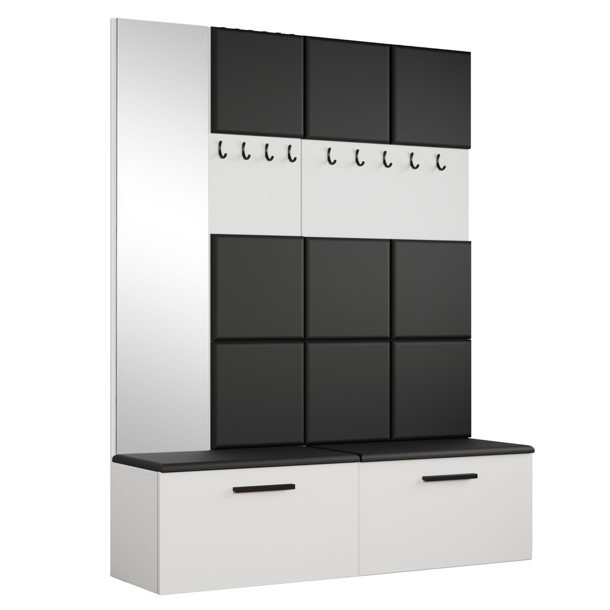 GARDEROBENSCHRANK MODULO 161,2/204/40 cm Modern Garderobe-Set Weiß - Schwarz/Weiß, Holzwerkstoff (161.2/204/40cm) - MASSENO