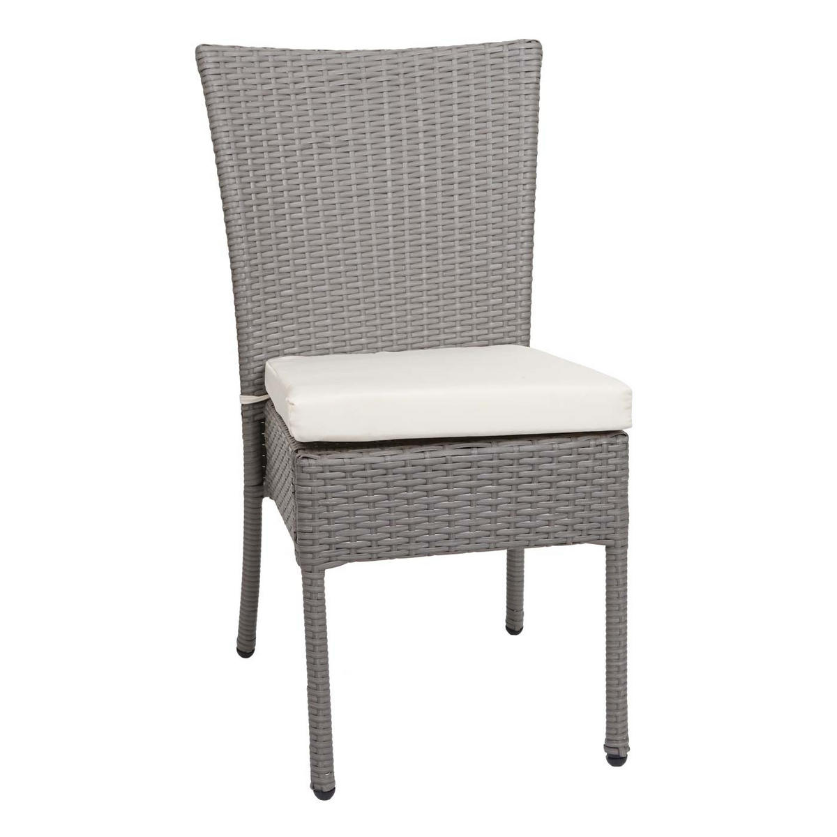 POLY-RATTAN GARNITUR Grau, Cremeweiß 5-teilig-Set - Weiß/Grau, Kunststoff - MCW