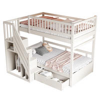 ETAGENBETT 90/200 cm aus Massivholz mit Stauraum und Sicherheitsleiter - Weiß, Holzwerkstoff (90/200cm) - BEAOK