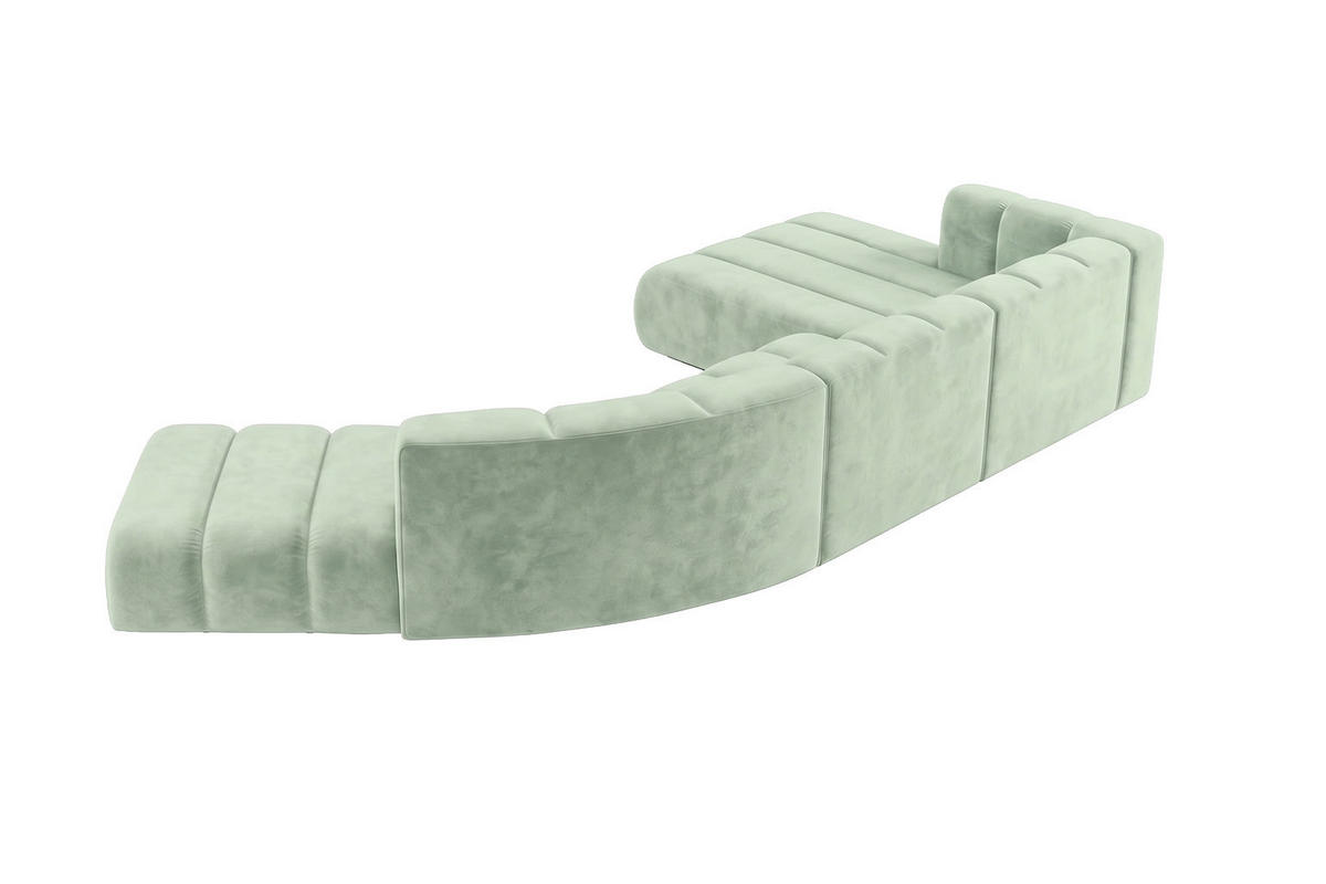 ECKSOFA Modulares In L-Form, Velvet-Stoff Riviera, Mintz, Rechts, GRAND Round - Mintgrün, Holz (445/179cm) - Kaiser Möbel