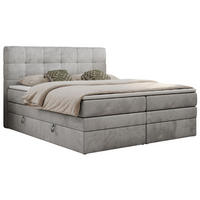 BOXSPRINGBETT LUKA KING 180/200 Hellgrau Velvet - H4 - Hellgrau, Holz/Textil (180/200cm) - MKS