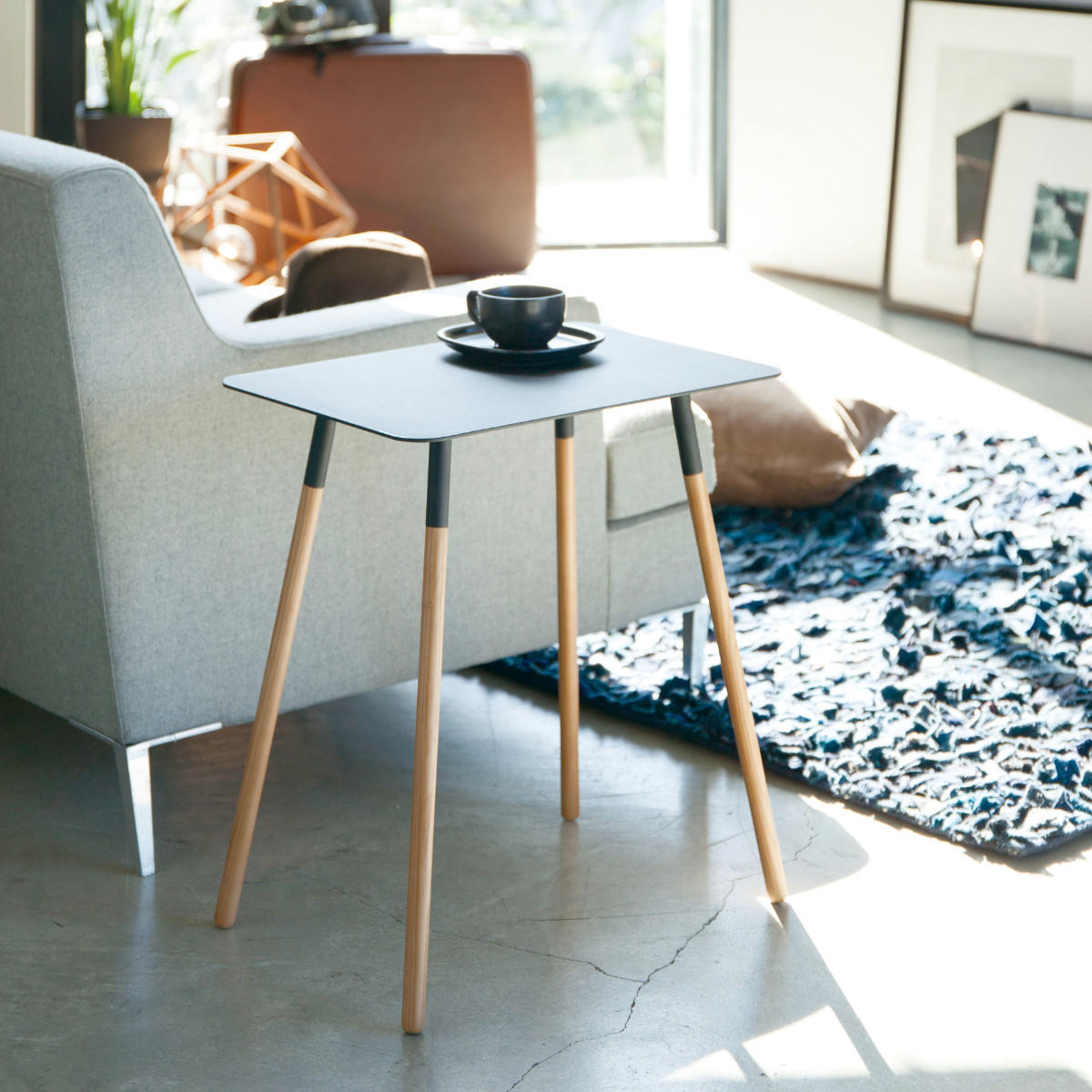 BEISTELLTISCH aus Metall 35/35/35 cm - Schwarz, Holz/Metall (45/30/50cm) - Yamazaki