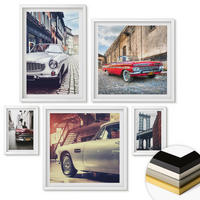 WANDBILDER 5er-Set - 50x50 cm & 20x30 cm & 40x60 cm Weißer Rahmen - Oldtimer in Städten - Weiß, Kunststoff (40/60cm) - ArtPrintCave