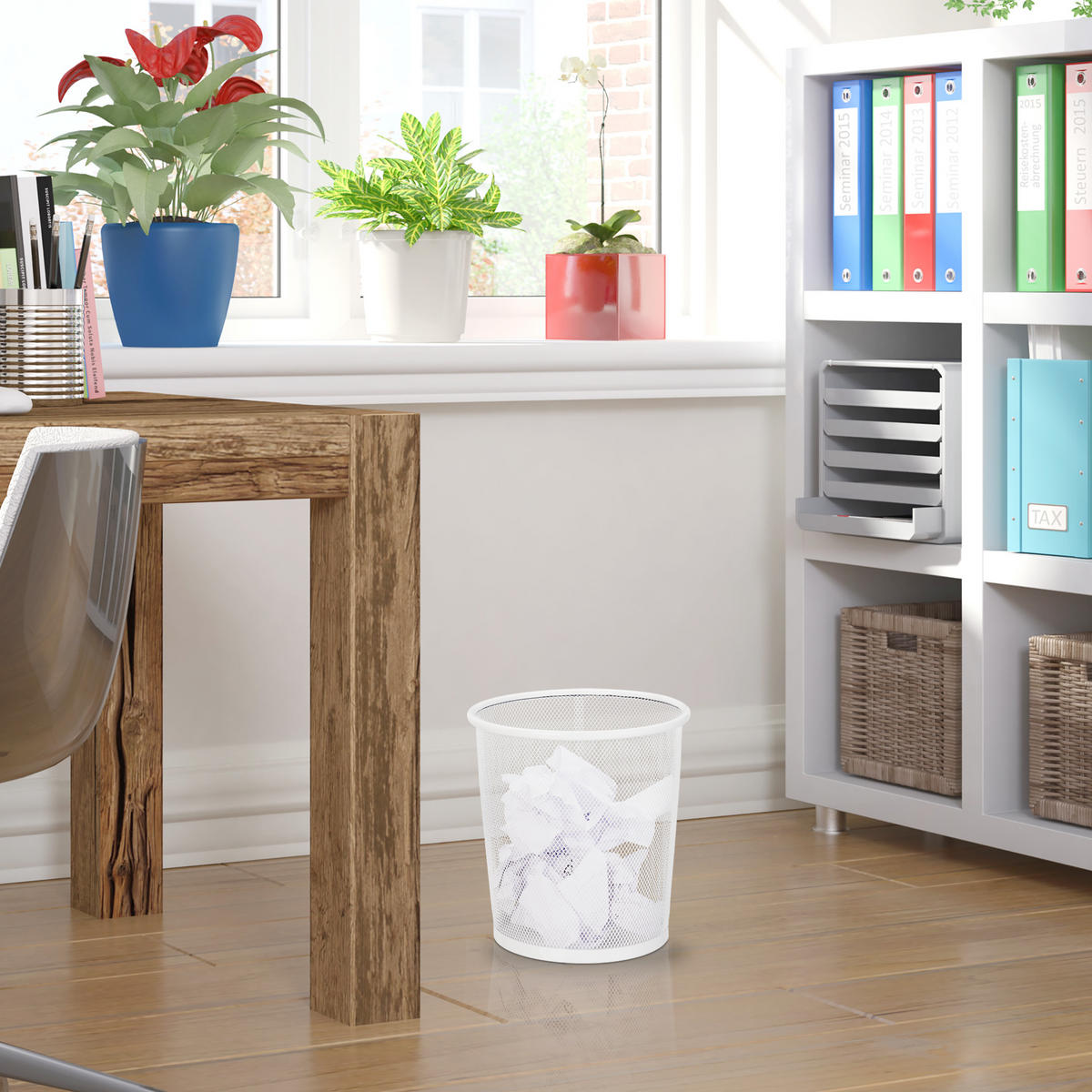 PAPIERKORB - Weiß, Metall (23/24/23cm) - Relaxdays