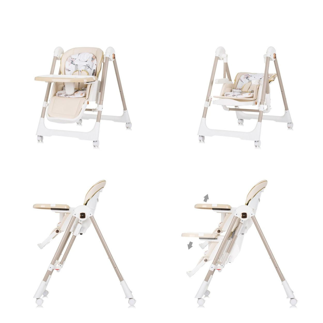HOCHSTUHL 2 in 1 Milk Shake beige/braun verstellbar, Babyschaukel, Räder - Beige, Kunststoff (53/100/86cm) - Chipolino