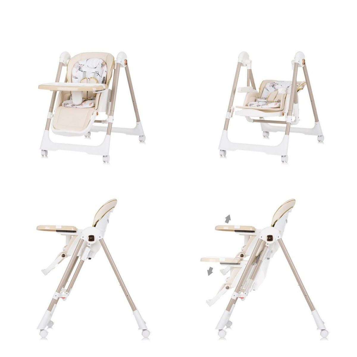 HOCHSTUHL 2 in 1 Milk Shake beige/braun verstellbar, Babyschaukel, Räder - Beige, Kunststoff (53/100/86cm) - Chipolino