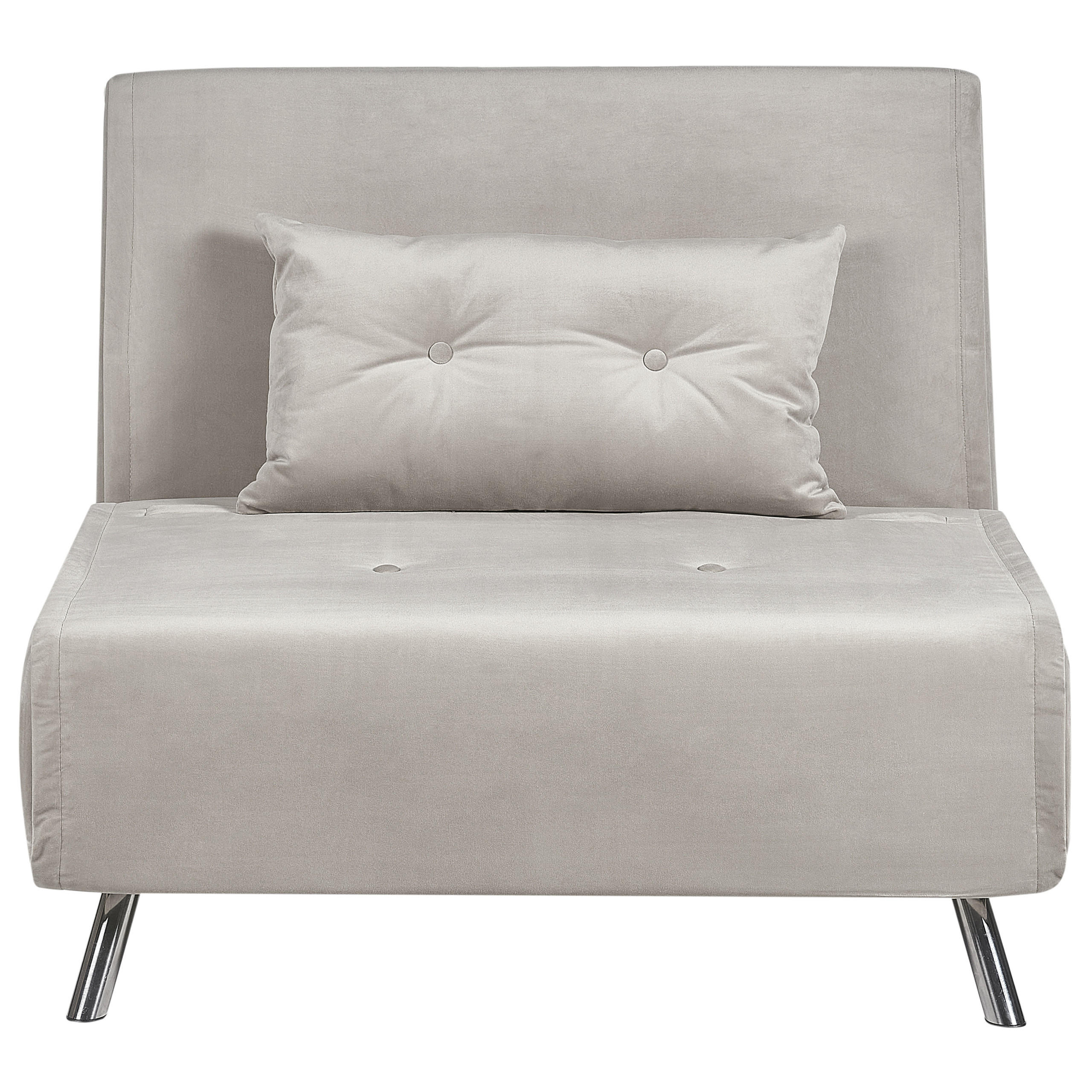 1-SITZER-SCHLAFSOFA Samtstoff Hellgrau Farris - Hellgrau, Textil (100/89/191cm) - Beliani