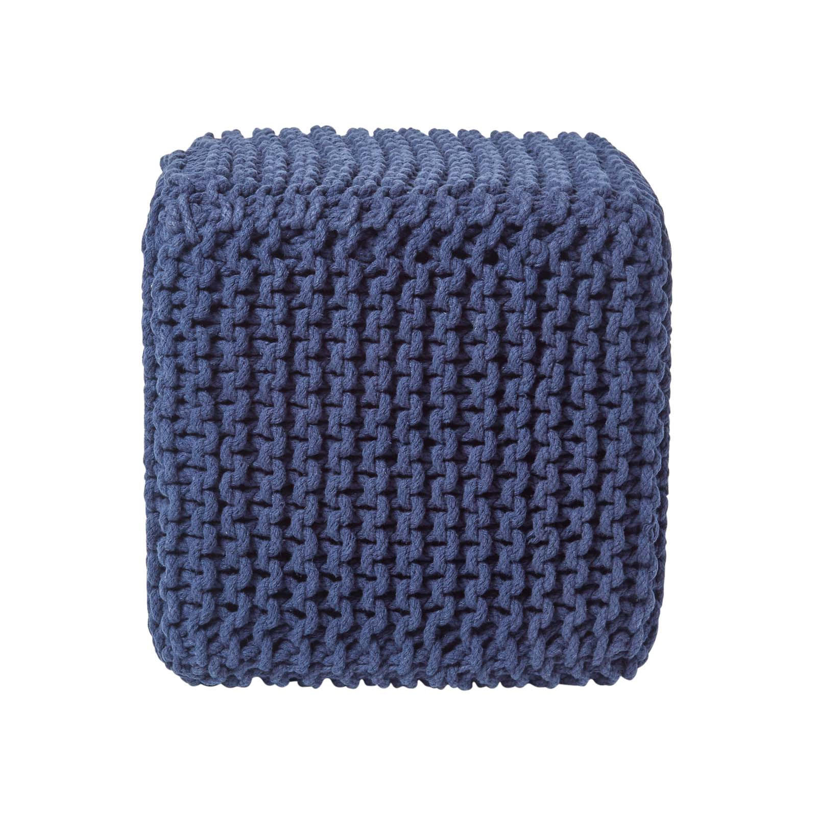 STRICK-POUF dunkelblau, Sitzwürfel 35/35/35 cm - Dunkelblau, Textil (35/35/35cm) - Homescapes
