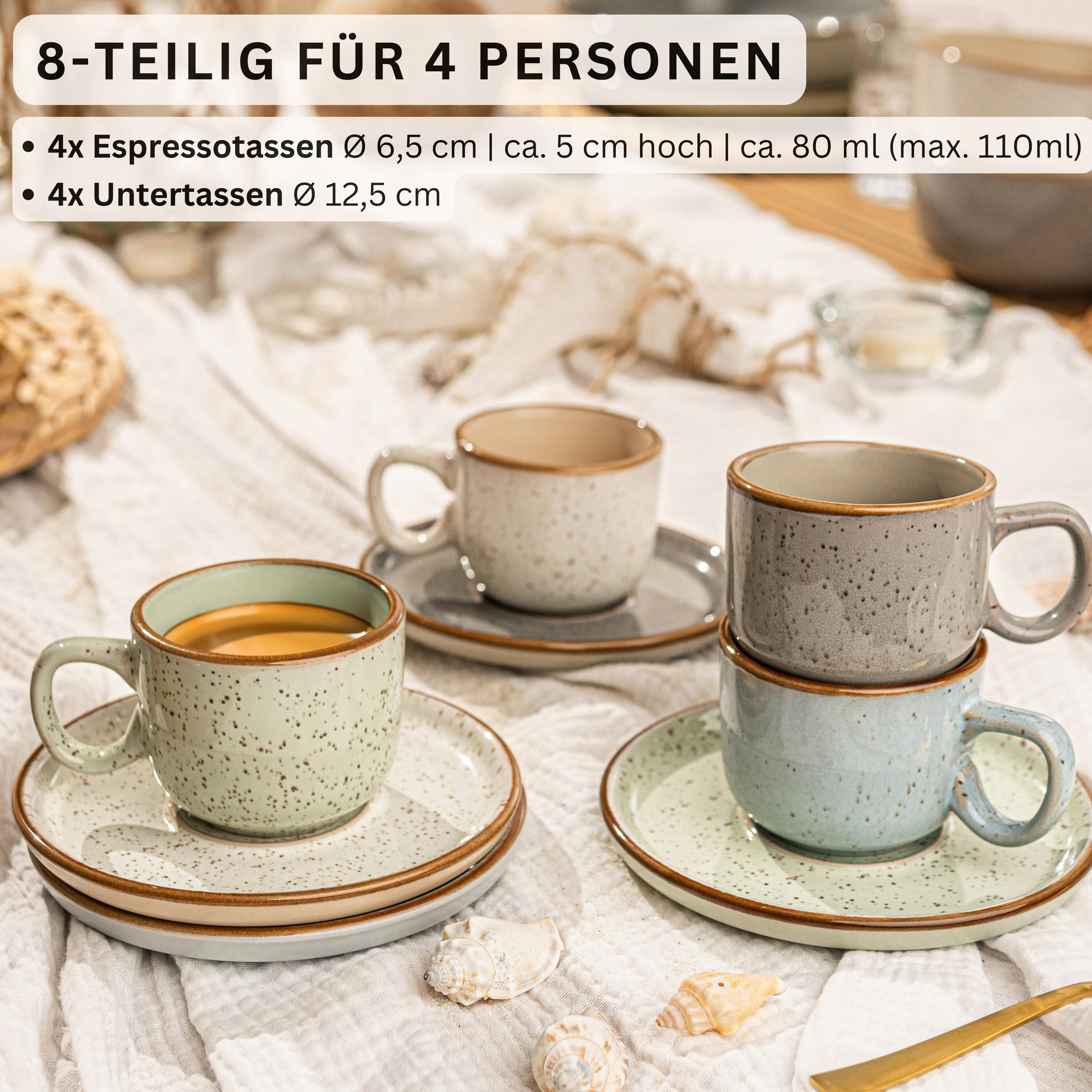 ESPRESSOTASSEN SET RIO - 8 teilig aus Steingut - Multicolor, Keramik (0.08L) - Sänger