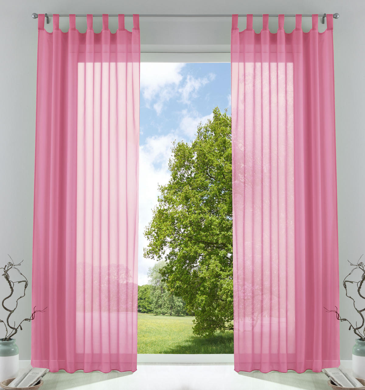 SCHLAUFENGARDINEN Voile 2er Set 225x140 cm Rosa - Pink, Textil (140/225cm) - Gardinenbox.eu