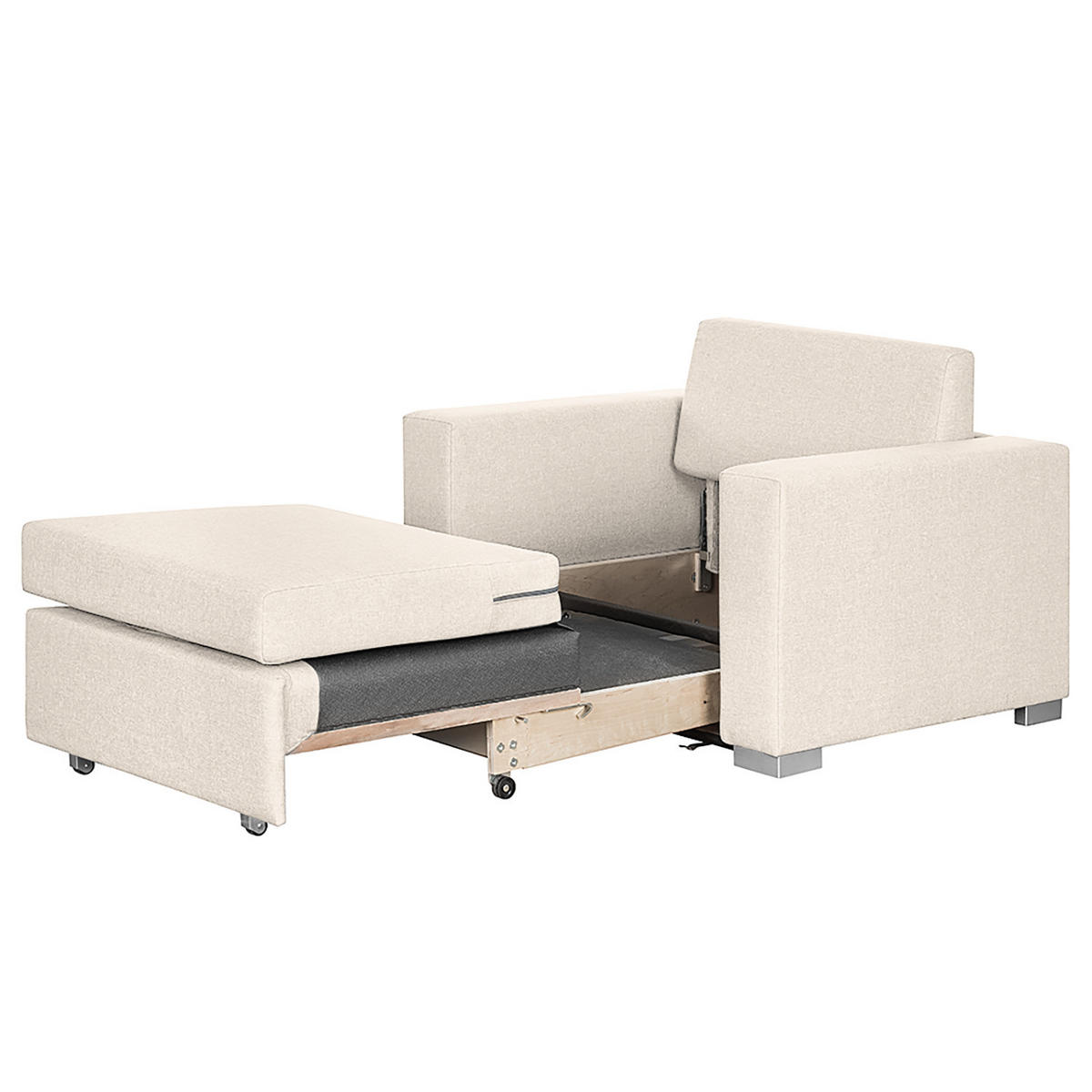 SCHLAFSESSEL - Silberfarben/Creme, Textil (110/90/90cm) - home24