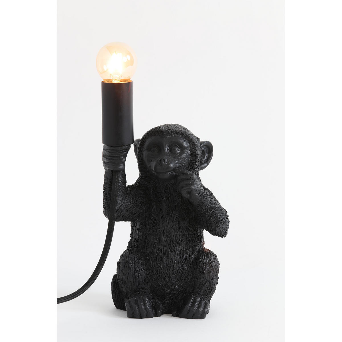 TISCHLAMPE Affe Schwarz 13/12,5/23,5 cm - Schwarz, Kunststoff (13/12.5/23.5cm) - Light & Living