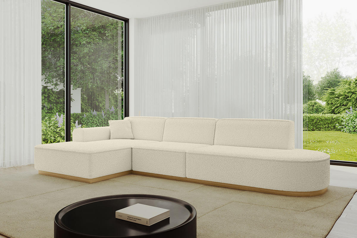 ECKSOFA Ottomane Links IREA-L2-v2 - 327x165x80 cm Beige - Creme, Holzwerkstoff/Textil (327/165cm) - ALTDECOR