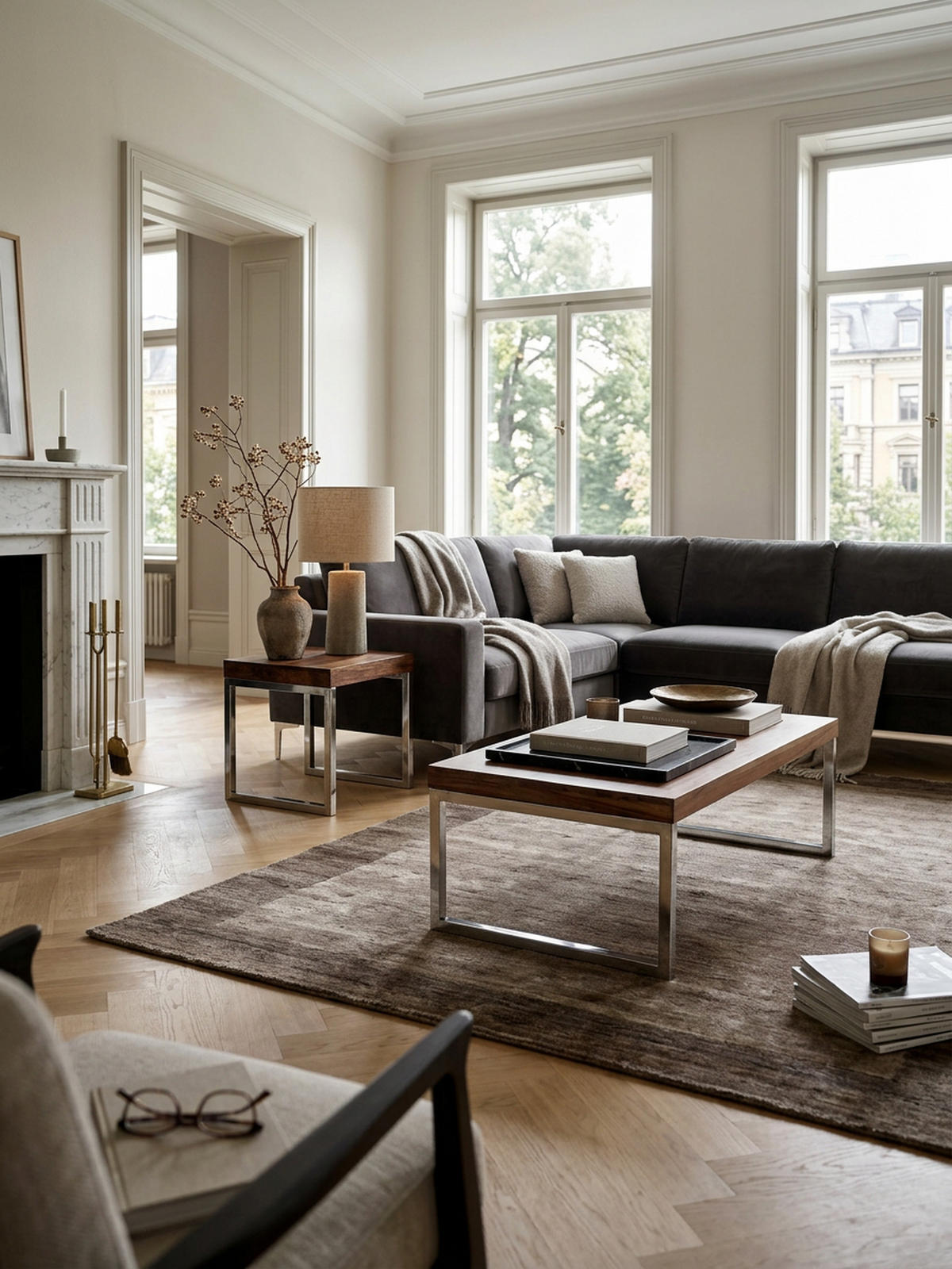 COUCHTISCH Massivholz mit Chromfüßen Handgefertigt, Beige 120x60x40 cm - Beige/Silberfarben, Holz/Metall (60/120/40cm) - KADIMA DESIGN