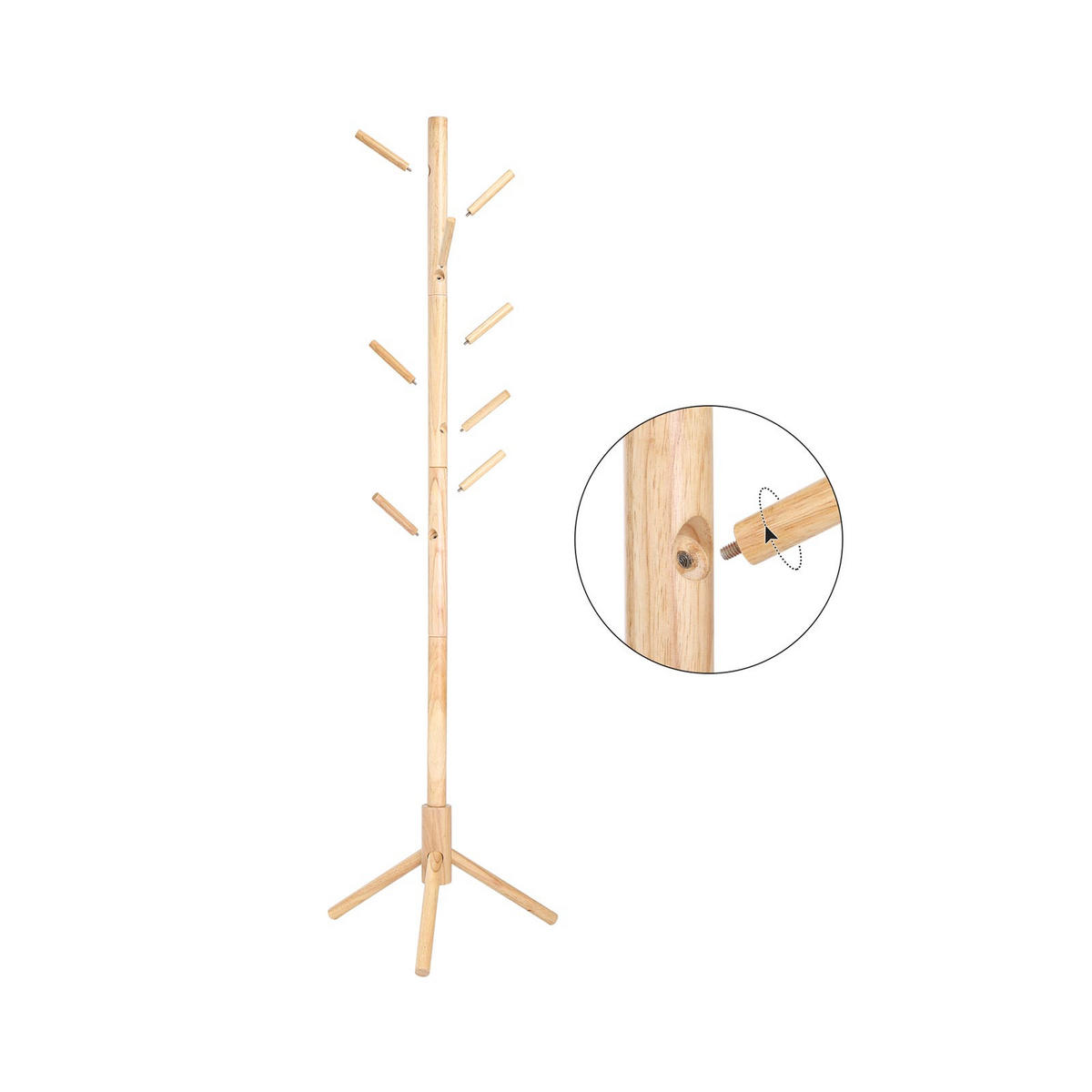 GARDEROBENSTÄNDER - Eukalyptusholzfarben, Holzwerkstoff (47/175/47cm) - Hansiro