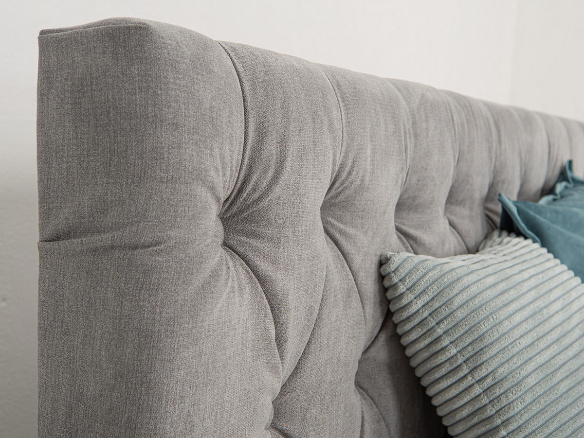BOXSPRINGBETT London grau 200 /200 cm H3/H4 Samt - Grau, Textil (200/200cm) - wonello