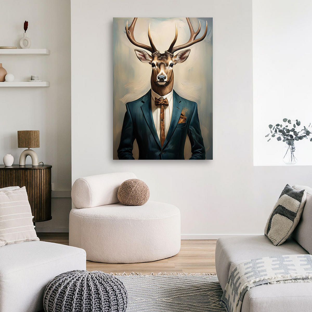 WANDBILD hirsch geschäftsmann abstrakte vintage - Braun, Textil (40/60cm) - Feeby