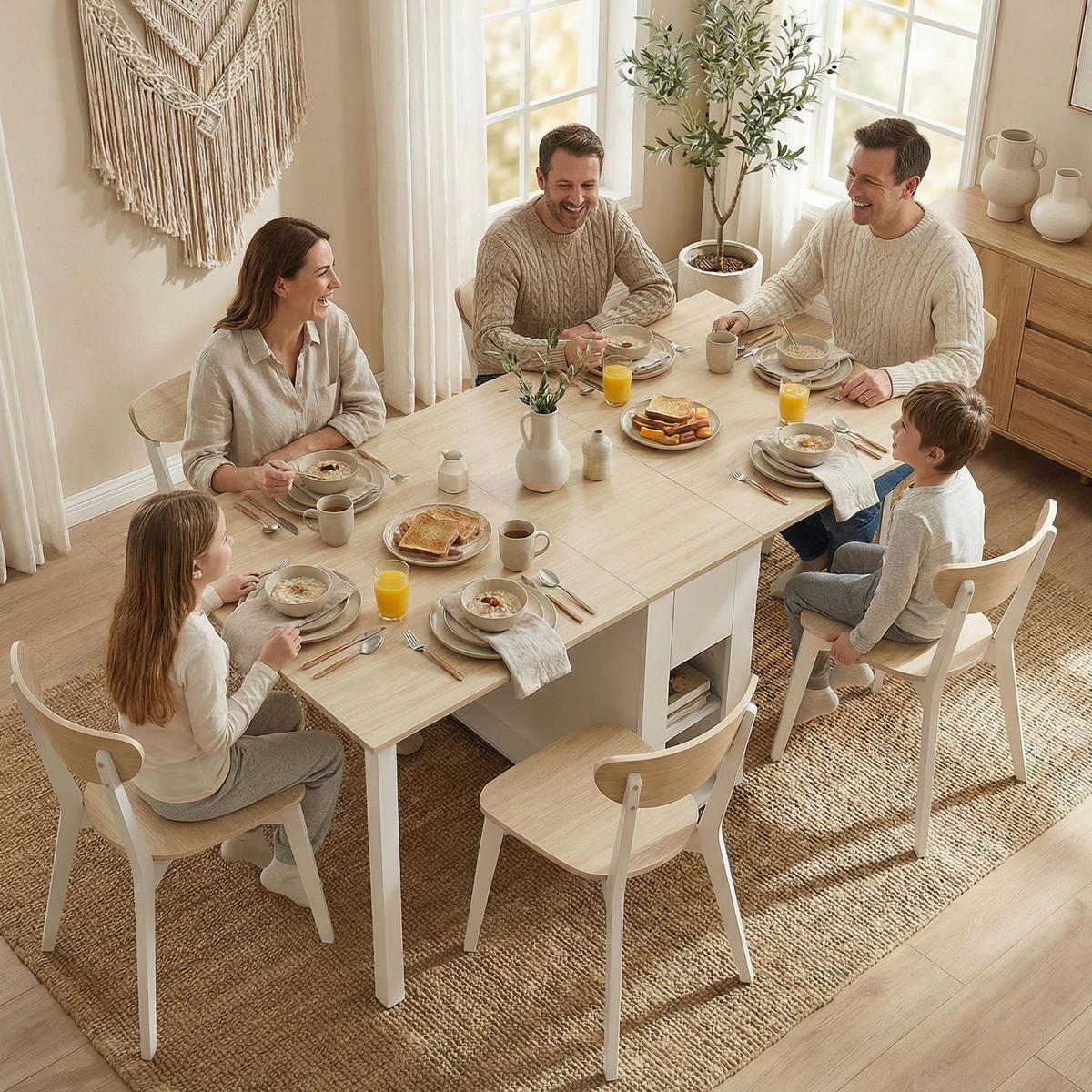 KLAPPTISCH MDF Weiß Naturholz - Weiß, Holz/Holzwerkstoff (168.2/85/73cm) - HOMCOM