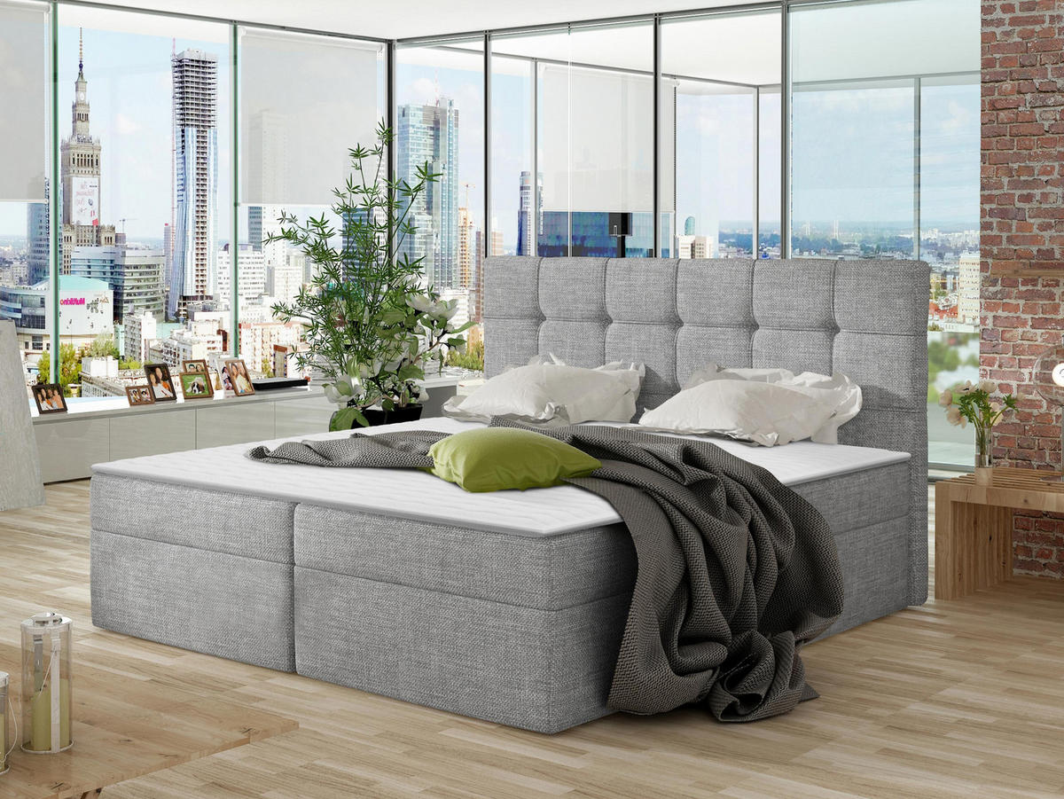 BOXBETT Nele - Hellgrau, Holz/Holzwerkstoff (180/200cm) - MIRJAN24