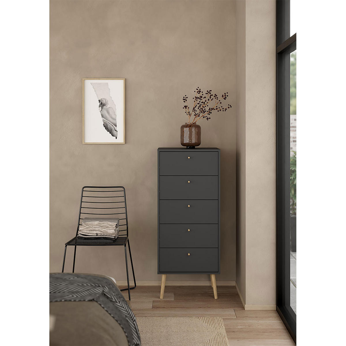 KOMMODE, Bodo, Grau, Holzwerkstoff, 51 x 40 x 121 cm - Grau, Holzwerkstoff (51/121/40cm) - ebuy24