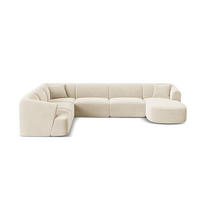 MODULARES-PANORAMASOFA links Campi aus Samt leichtes beige 7 Sitzplätze - Creme, Textil (255/70/330cm) - Cosmopolitan Design